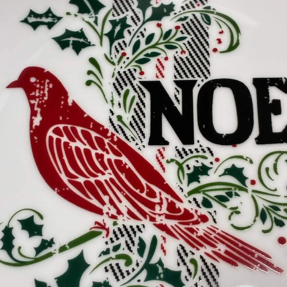 Better Homes & Gardens Noel Cardinal Appetizer Plate Plaid Christmas 8.5